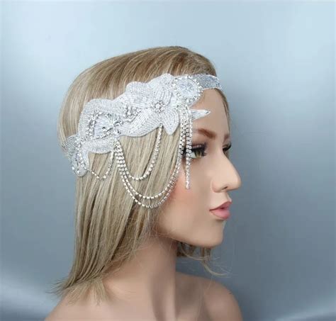 New Luxurious Rhinestone Beaded Tassel Hair Band 1920s Vintage Gatsby Party Headpiece Women
