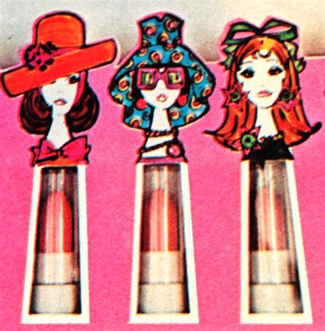 yardley slicker dollys lipsticks and lip polishes set detail 1967 vintage makeup ads