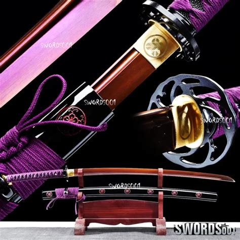 Elegant Purple Japanese Samurai Katana Sword Carbon Steel Sakura