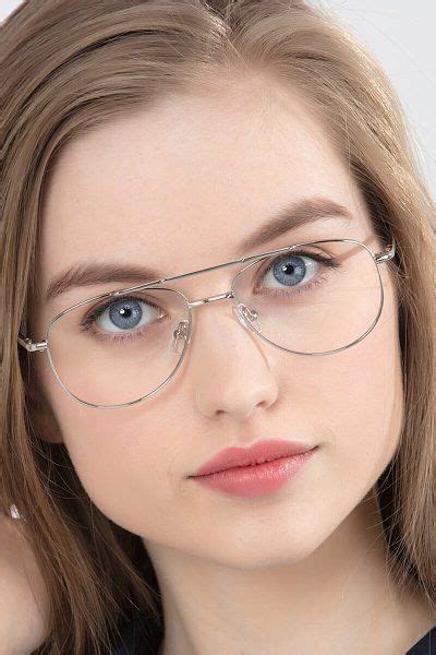Silver Aviator Prescription Eyeglasses Large Full Rim Metal Eyewear Tasker In 2020 Womens