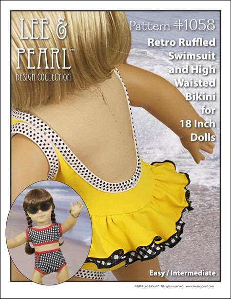 landp 1058 retro ruffled swimsuit and high waisted bikini etsy in 2020 doll clothes american