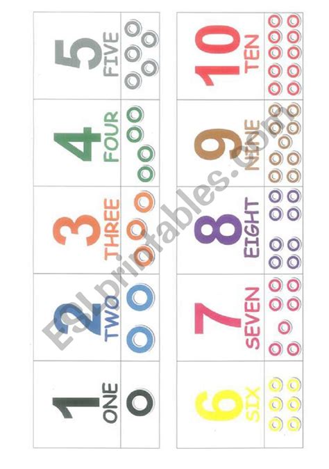 Printable colored numbers 1 10. Numbers 1 to 10 and Colors - ESL worksheet by partizansk