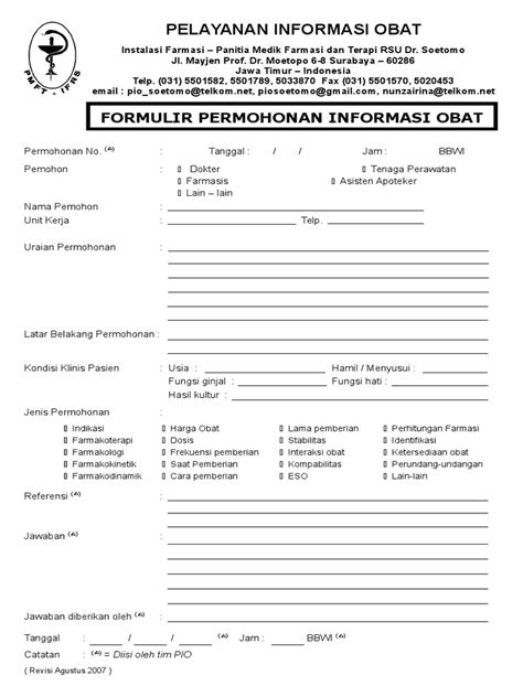 Form Pelayanan Informasi Obat