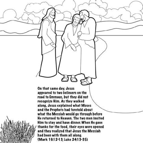 Jesus Lives The Road To Emmaus Coloring Card By Memory Cross