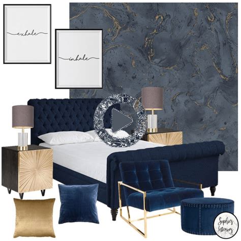 Onyx Marble Metallic Wallpaper Navy Blue Gold Blue Bedroom Decor