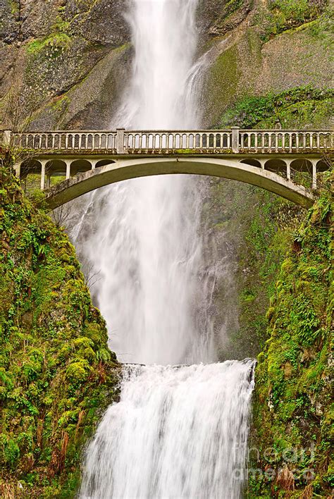 Close Up View Of Multnomah Falls In The Columbia River Gorge Of Oregon