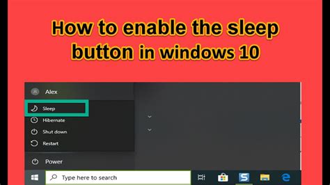 Windows 10 How To Enable The Sleep Button Youtube