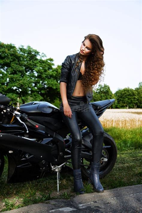 Sexual Biker Woman With Her Motorcycle Stock Image Image Of Driver Model 89222577