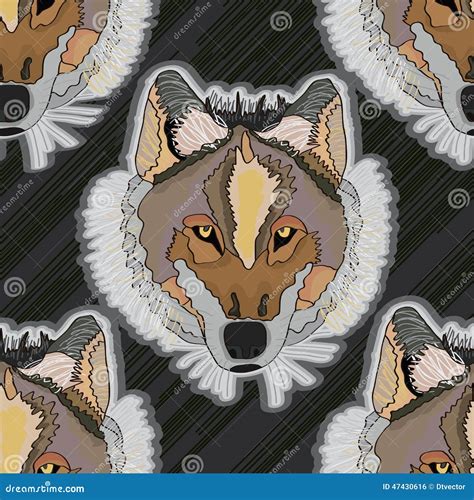 Wolf Cool Seamless Pattern Stock Vector Illustration Of Graphic 47430616