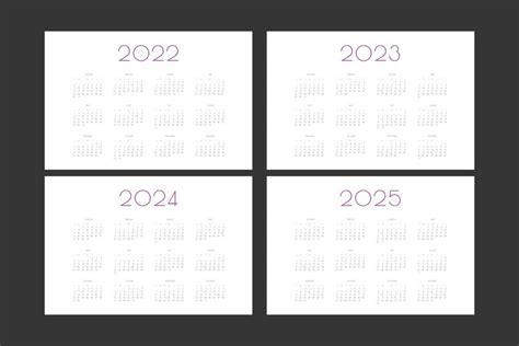 Premium Vector 2022 2023 2024 2025 Calendar Individual Schedule