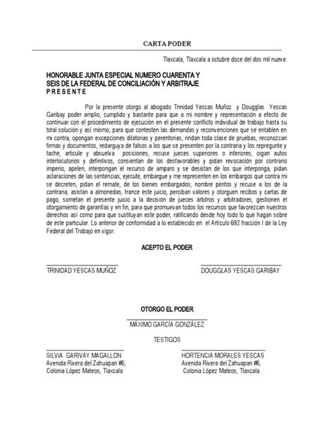 Carta Poder Maximo Garcia G Pdf Gobierno Justicia