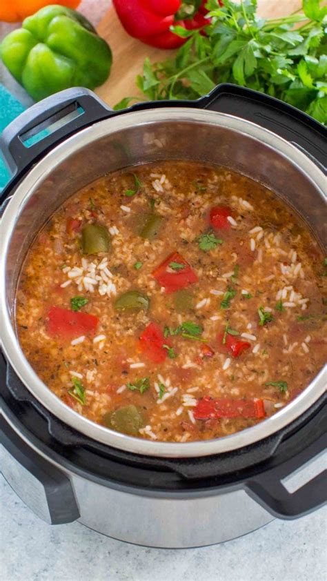 With ground beef, rice, and plenty of green bell peppers, you'll have a hearty meal all… read more. Easy Instant Pot Stuffed Pepper Soup | Recipe | Stuffed peppers, Stuffed pepper soup, Pulled ...