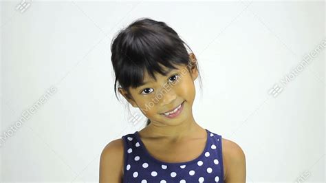 Cute Little Shy Asian Girl Stock Video Footage 2177317