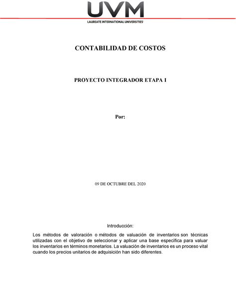 proyecto integrador contabilidad de costos docx unidad costos hot sex picture