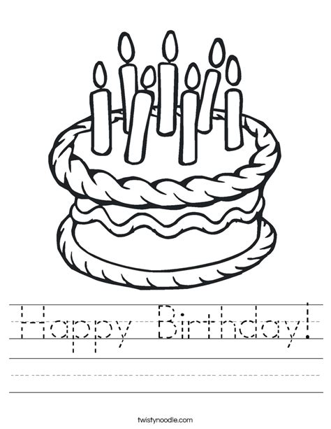 Easy Birthday Cake Trace Worksheet