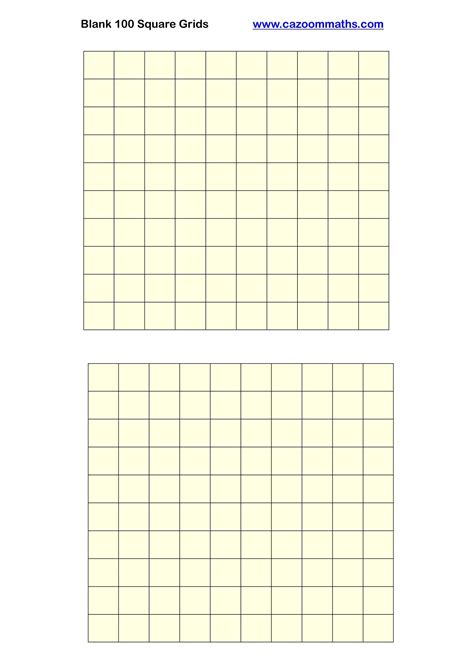 Blank 100 Square Grid Free Teaching Resources