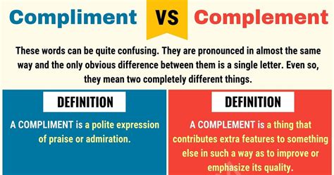 Compliment Vs Complement How To Use Complement Vs Compliment 7 E S L