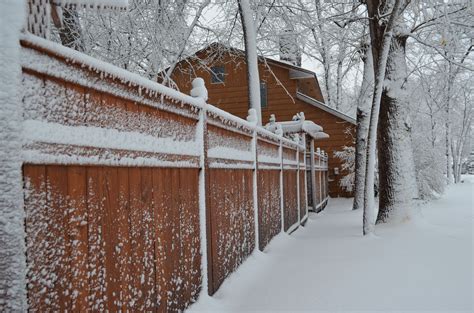 Snow On Fence Winter House Snow Fence