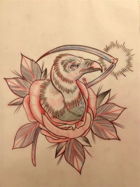 Charming New School Eagle Baby Sitting In Rose Bud Tattoo