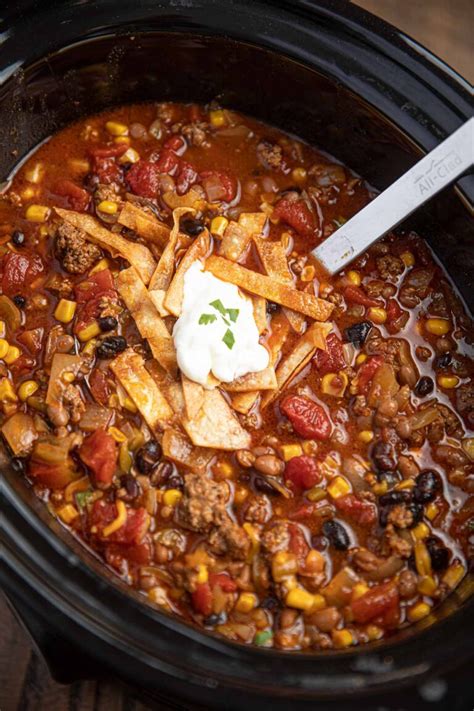 Slow Cooker Taco Soup Recipe Dinner Then Dessert