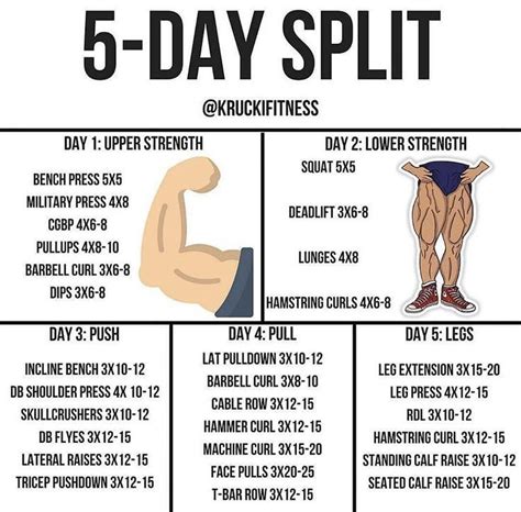 5 Day Split Workout Weight Training Workouts Workout Plan Gym