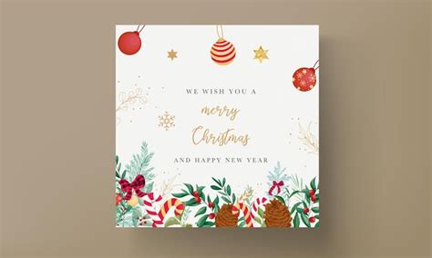 Premium Vector Elegant Christmas Card Design With Christmas Ornaments