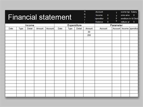 Excel Template Financial Statement