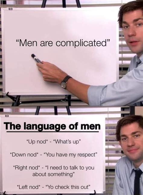 Men Are Complicated The Language Of Men Up Nod Whats Up Down