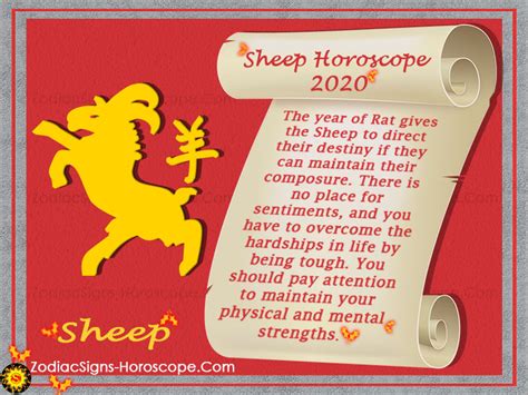 For your love relationship this implies you focus on true connection. Sheep Horoscope 2020 - Chinese New Year 2020 Predictions ...