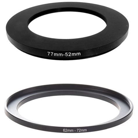 2 Pcs Camera Parts Lens Filter Step Up Ring Adapter Black 62mm 72mm