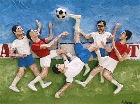Soccer Players Original 3d Mixed Media Sports Art Soccer Painting T