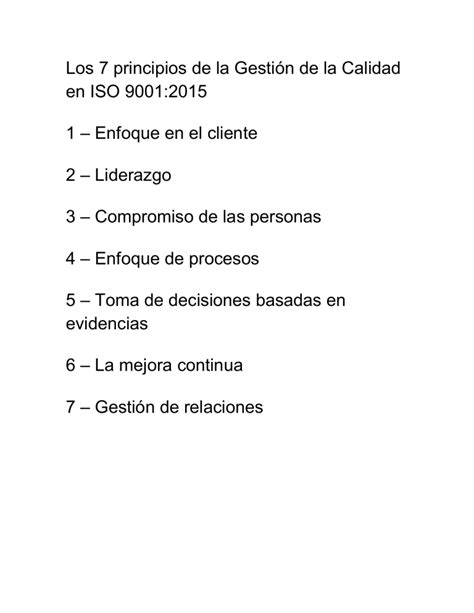 Los Principios De La Gesti N De La Calidad En Iso