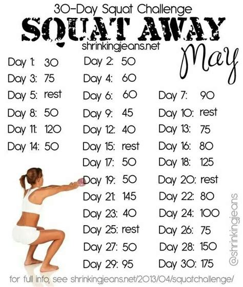 30 Day Squat Challenge Printable