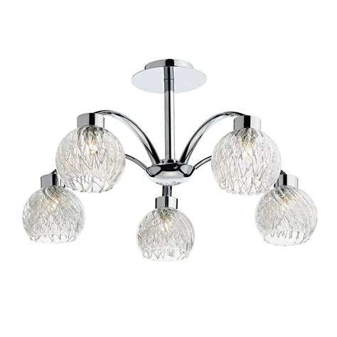 Sturdy light fitting with great light output for our large spare bedroom. Dar YAS0550 Yasmin 5 Light Semi Flush Fitting in Polished ...