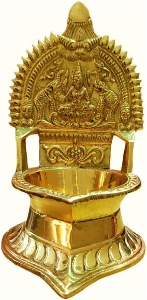 Brass Kamakshi Deepam Oil Lamp Gajalakshmi Diya For Diwali