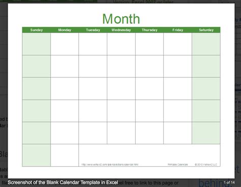 Blank Calendar Printable Template