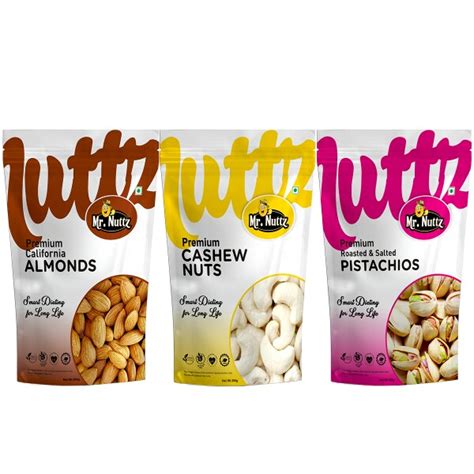 Mrnuttz Premium Dry Fruits Almonds 500g Cashews 500g And Pistachios 500g 15kg Combo Pack