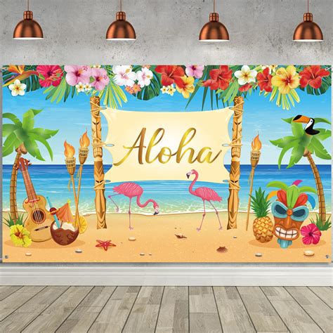 Sensfun 7x5ft Aloha Luau Party Backdrop For Summer Tropical Hawaiian