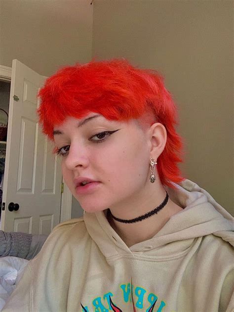 Mullet Orange Short Nonbinary Alt Emo Hair Punk Hair Alternative