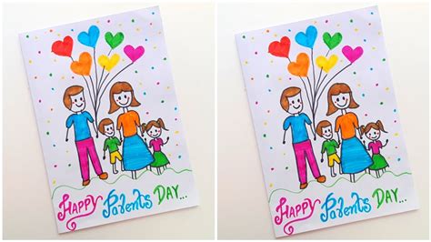🥰 Parents Day Drawing Card 🥰 How To Make Easy Card For Parents • Diy