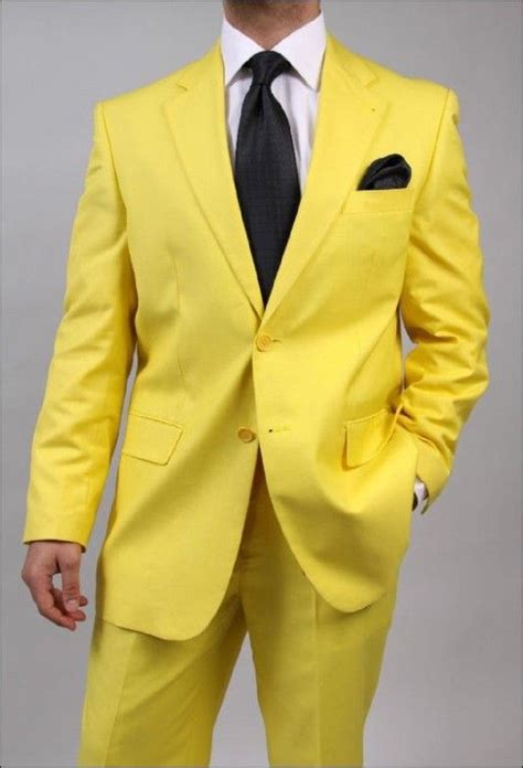 Yellow Suit For Men With Black Tie Yellow Suit Suits Clothing Mens