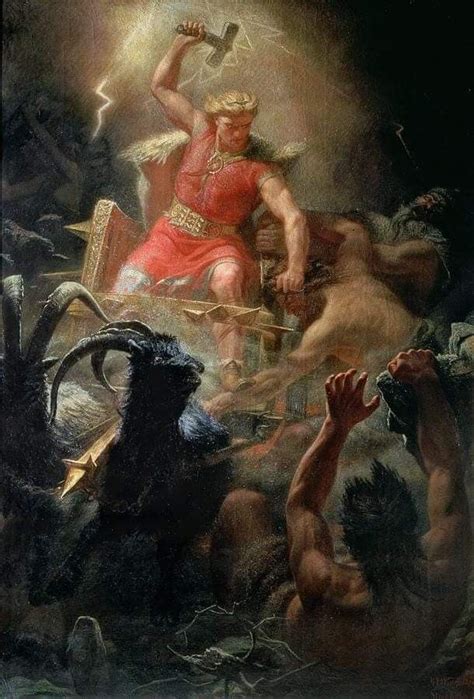 Thor Fighting With The Giants By Marten Eskil Winge C1872 Norse