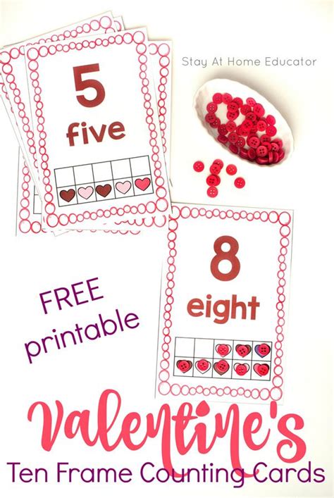 Free Valentines Day Ten Frame Math Counting Cards Math Valentines