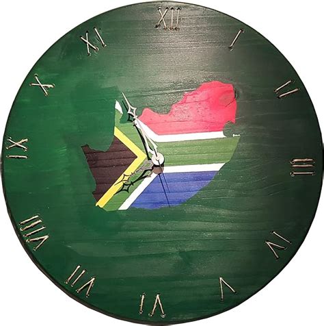 Hand Made Wood South Africa Map Wall Clock 24 X 24 Home