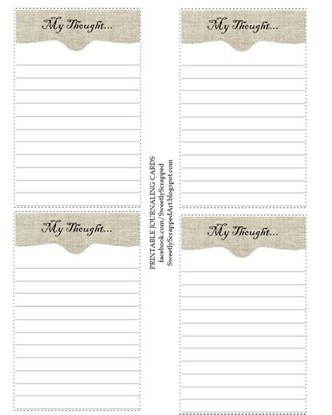 Sweetly Scrapped My Thoughts Free Printable Journaling Cards