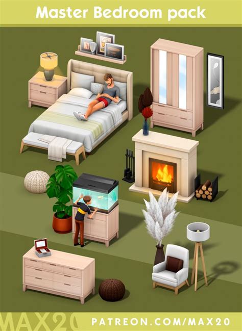 Master Bedroom Pack Max 20 On Patreon Sims 4 Bedroom Sims 4 House