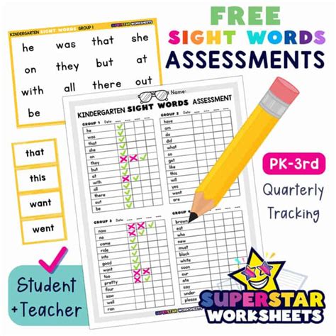 Sight Word Assessments Superstar Worksheets