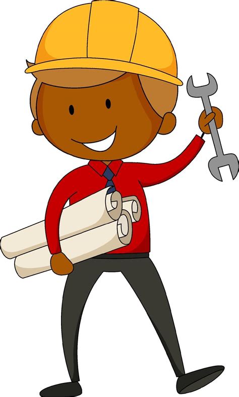 Little Engineer Doodle Cartoon Character Isolated 2288220 Vector Art At