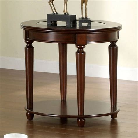Furniture Of America Chrinus Round Wood End Table In Dark Cherry