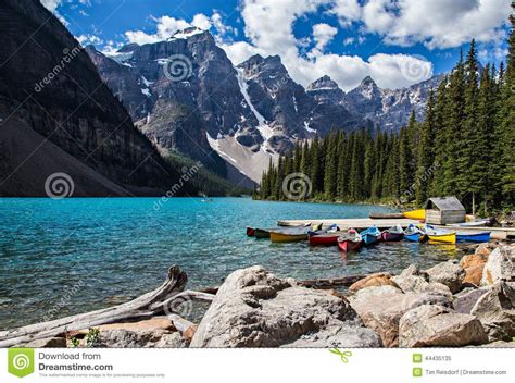 Moraine Lake In The Rocky Mountains Stock Image Image Of Trees